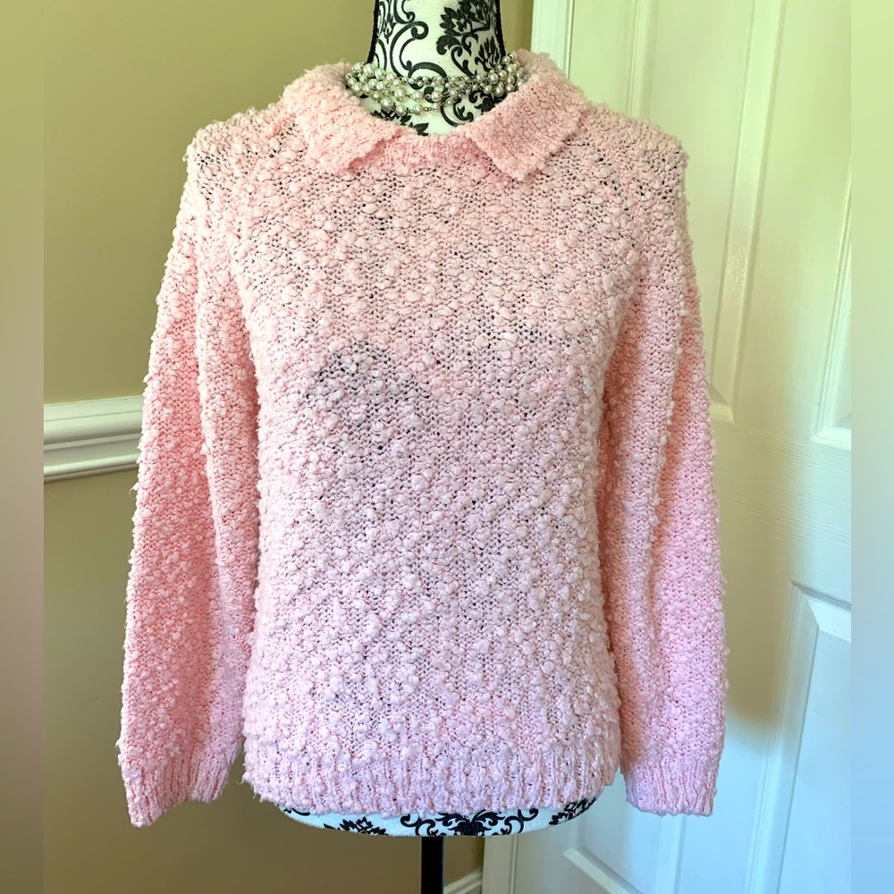 Pretense, vintage 1980’s pink women’s sweater, size small.